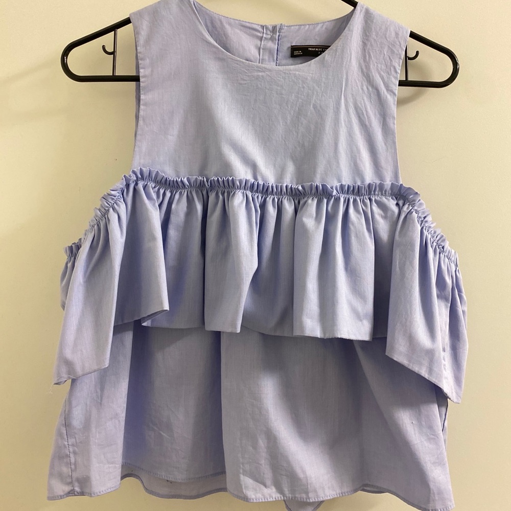 Zara off the shoulder ruffle top